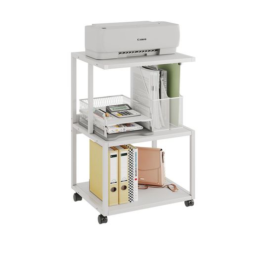 Mexinプリンター台3段ワゴンキャスター付きデスク下収納木製棚コピー機置き台プリンタラック組み立て簡..