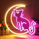 猫ネオンサインアニメ月ネオンサイン調光可能ledネオンライトアートウォール装飾ライト女の子の部屋ゲームルーム誕生日プレゼントクリスマスプレゼントピンクウォームホ...
