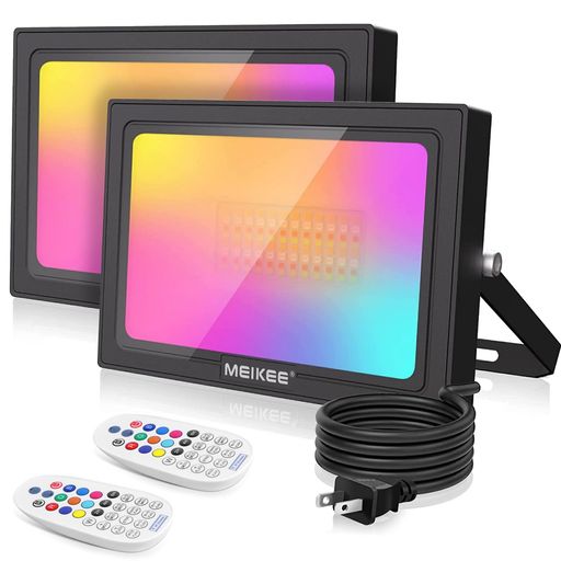 MEIKEE 2個セット 60W RGB投光器 3000LM高輝度 IP66防水 リモコンで40種照明モード タイマー・メモリー機能 省エネLED 屋外屋内兼用 バー看板 アクアリウム照明 舞台演出 パーティハロウィンクリ…