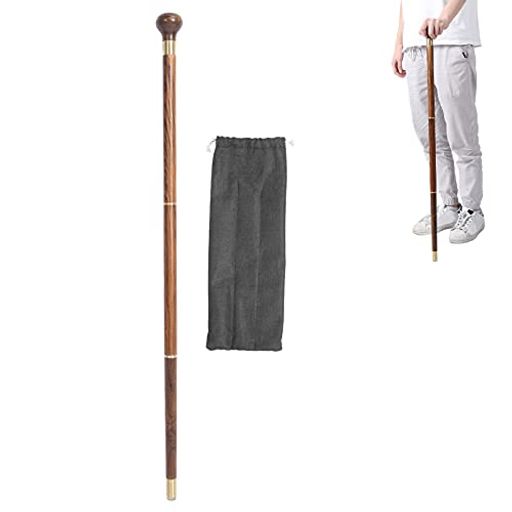 木の杖 3つのセクションの天然木の杖 男性または女性のための手作りの木製のオフセット杖 黒檀の木で作られたハイキング/杖