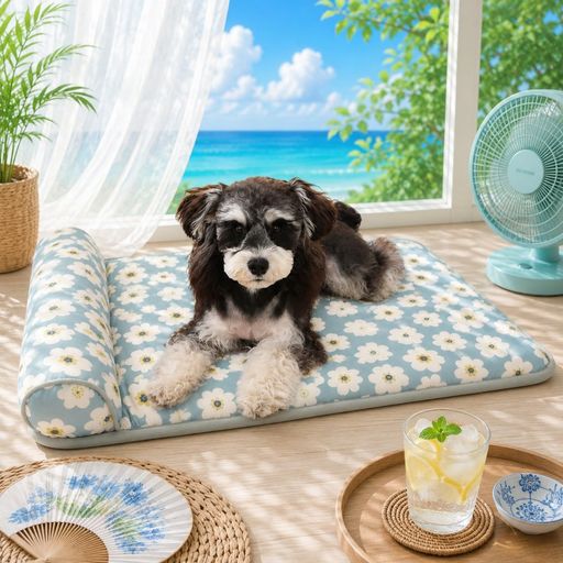 Peto-Raifu ペットマット 猫 犬用 枕付きマット 接触冷感 ペットベッド ペットシー...