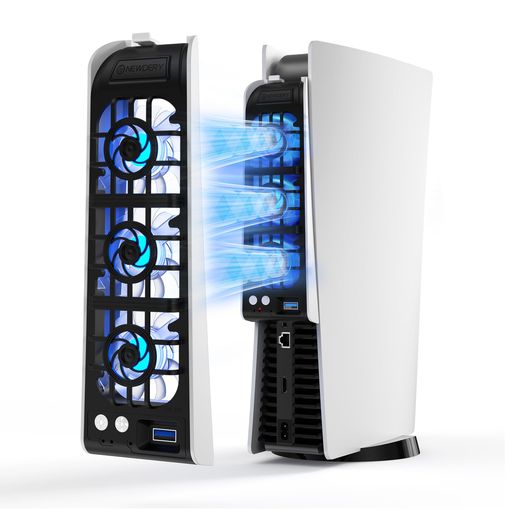 NEWDERYPS5用冷却ファンプレステ5用冷却USB3.0ポート三段階風速PS5用冷却ファン周辺機器アクセサリー低騒音熱対策自動温度検出RGBライト付きプレステ5ディスク通常版/デジタル版対応【PS5Slim/PS5