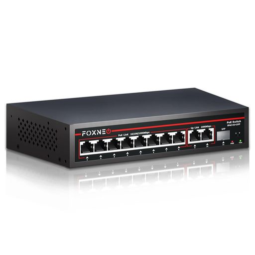 PoEスイッチングハブ 11ポート(給電8ポート / アップリンク3ポート)ギガビット対応 IEEE802.3af/at 最大30W 防犯カメラ・WiFi AP対応 LANハブ 金属筐体 静音設計 プラグ&プレイ