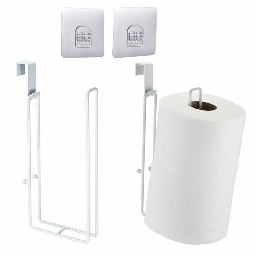 Sumnacon2個セットトイレットペーパーホルダー穴あけ不要取り付簡単トイレットペーパーストックキッチンペーパー収納トレイ収納オシャレメタルホワイト Sumnacon2個セットトイレットペーパーホルダー穴あけ不要取り付簡単トイレットペーパーストックキッチンペーパー収納トレイ収納オシャレメタルホワイト