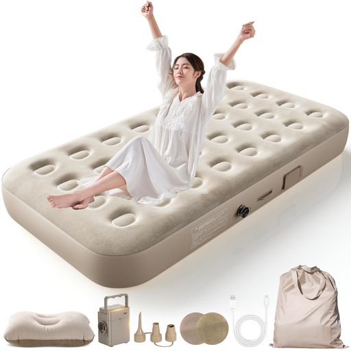 エアーベッド 花見 キャンプ マット キャンプ用品 エアーマット 電動ポンプ付き シングル 190x100x25cm