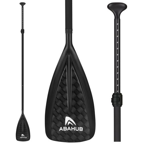 AbahubSUPパドル-3ピース調節可能スタンドアップパドル-パドルボード用軽量オール、調節可能なアルミニウム合金PUコーティングシャフト172-213CM、カーボンスクエアプリントプラスチックナ…