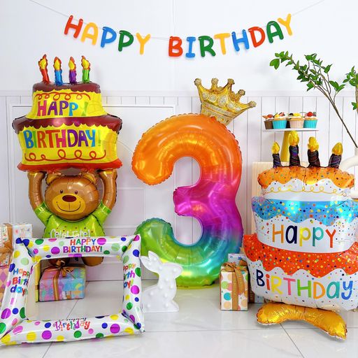 3歳誕生日飾り付け女の子男の子大人パーティーグッズ誕生日バルーンバースデー飾り誕生日グッズおしゃれ写真撮影