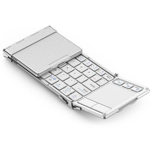 ICLEVER BLUETOOTH ワイヤレス キーボード 折り畳み モバイルキーボード タッチパッド付き マルチペアリング ブルートゥース5.1 USB IPAD ミニキーボード コンパクト アルミ製 WINDOWS/ANDROID/IOS/MAC