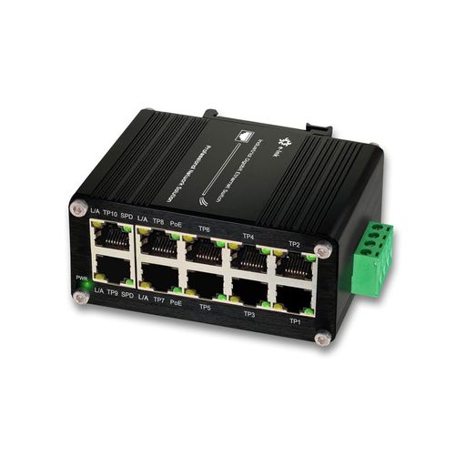 工業用8ポート 10/100/1000T 802.3AT POE+ 2ポートコンパクトイーサネットスイッチ、10ポートミニDINレールマウントイーサネットスイッチ、48-57V DCアンマネージドネットワークスイッチ 20GBPSスイッチング容量