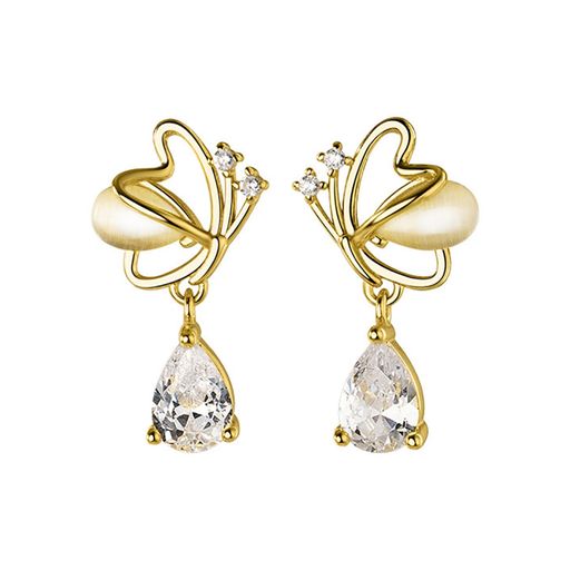 ピアスレディース蝶金属アレルギー対応シルバー925高級ジルコニアゴールド揺れるアレルギー対応ギフトプレゼント