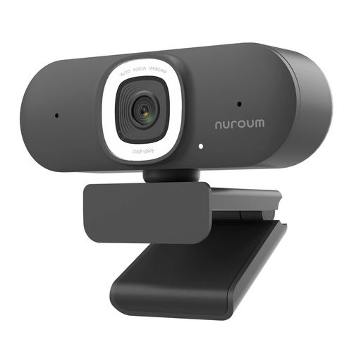 NUROUM WEBカメラ 2K ウェブカメラ 60FPS マイク付き WEB CAMERA LEDリングライト付き オートフォーカス 75°視野角 ミュート機能 3段階調光 プライバシー保護 自動調光補正 USB接続 ストリーミング 生放送 ウェブカム