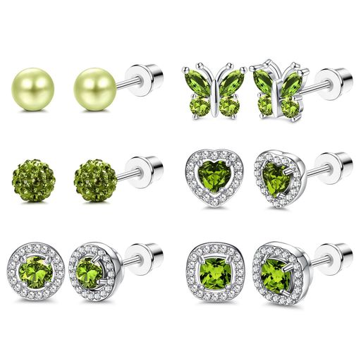 Jstyle6ペアピアスレディースジルコンハート蝶一粒ボールスクエアピアスジルコンパールネジ式スタッド..