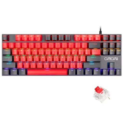 CHONCHOW ゲーミングキーボード 赤軸 アンチゴーストキー 有線 メカニカルキーボード バックライト 87キー 全キー防衝突