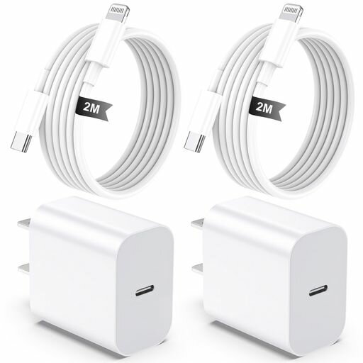 iPhone充電器純正PD20W[2個セット·MFi/PSE認証済み]USB-C電源アダプターUSBC-Lightningケーブル2m付きTypeCスマホ充電器foriPhone14/Plus/Pro/Pro