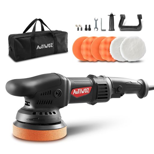 Autiwozダブルアクションポリッシャー車コード式電動ポリッシャー125mm12mmランダムオービタル式AC100V6段変速2800-5800RPM920Wバイク用車ヘッドライト研磨金属製品の艶出し傷消し収納バック付