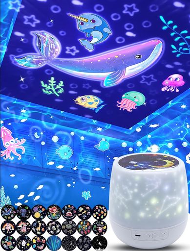 21種類投影フィルムプラネタリウム家庭用本格的子供人気星月クジラ海プロジェクター寝かしつけ用ナイトライトベッドサイドランプ授乳ライト360度回転光色変換輝度調整間接照明お子さ…