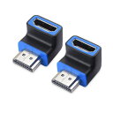 CABLE MATTERS HDMI L字 アダプタ 8K HDMI変換アダプター 90°角度変更 HDMI オス メス HDMI延長アダプタ 8K 60HZ / 4K 120HZ HDR対応 2個セット ブラック(2)