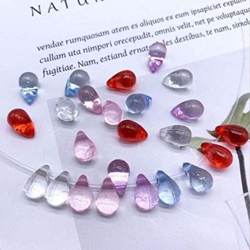 Bethany Home チェコビーズ アクリル材質 しずく型 100粒 5色 チェコドロップ DIY 水滴形 ドロップビーズ デザイン 混合色 通し穴つき ピアス イヤリング アクセサリー材料 ブレスレット パーツ…