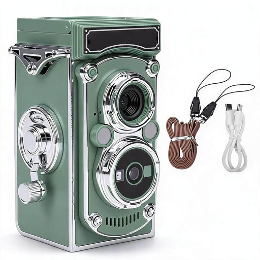 Jiawu ヴィンテージデジタルカメラ、2.7K 24MP ポータブル TLR スタイル Vlogging カメラ、手動ジョイスティック付き、オートフォーカスコンパクトポイントアンドシュート、初心者、ティーン…