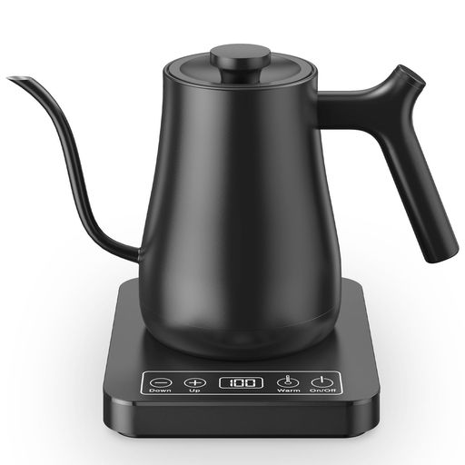 電気ケトル コーヒーケトル 温度調節ドリップ 1000W 1°C単位温度設定/保温機能付き/ドリップタイマー機能/空焚き防止機能/自動電源オフ 0.8Lのコンパクトサイズ 電気ケトル 細口 PSE認証済…