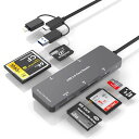 【2024MFi認証品】USB3.0/USB-C/Lightningカードリーダー6in3SD/TF(MicroSD)/MS/XD/M2/CFカードリーダーアダプターOTG対応設定不要双方向高速データ転送同時読み書き