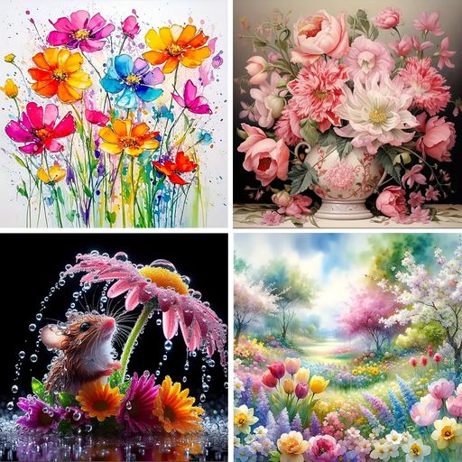 AMYAKERダイヤモンドアートキット四角いビーズ全面4個セットダイアモンドビーズ絵画キットDIY手作り絵画手芸キットモザイクアート5Dモザイクアートダイヤモンド塗装全面貼り付けタイプ30…