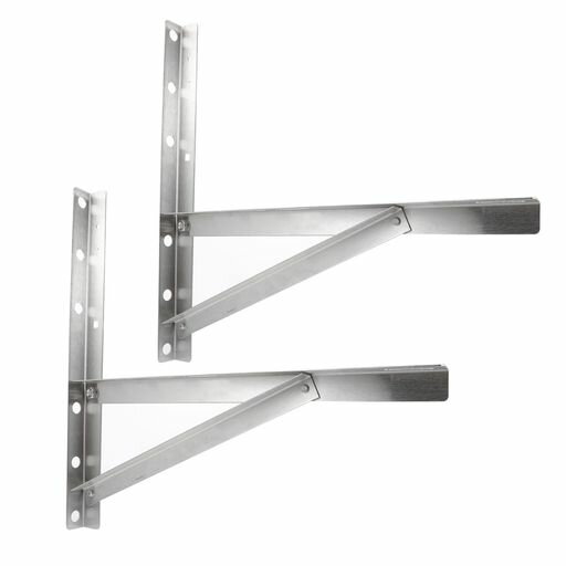 DECHOUS窓用エアコン取付金具折りたたみ式ステンレス製三角架台1-1.5P対応18.9x16.7x0.8インチ落下防止フェンス付き2個セット