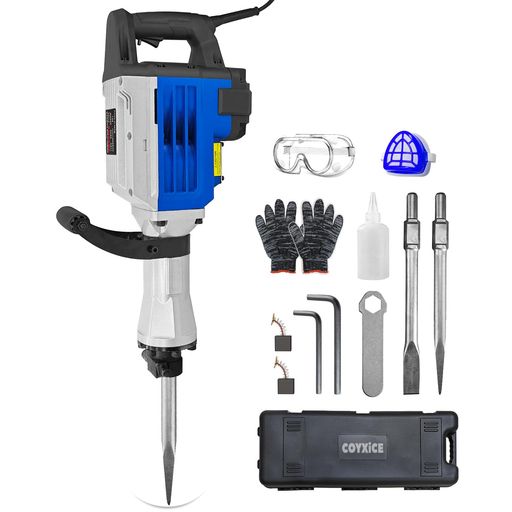 COYXiCE電動コンクリート破砕機はつり3000Wコンクリートハンマー回転数2000r/min電動さく岩機ハンマー打撃エネルギー50J重型ハンマードリルハツリ機混凝土ブロックレンガ瓦などの材料の解体…