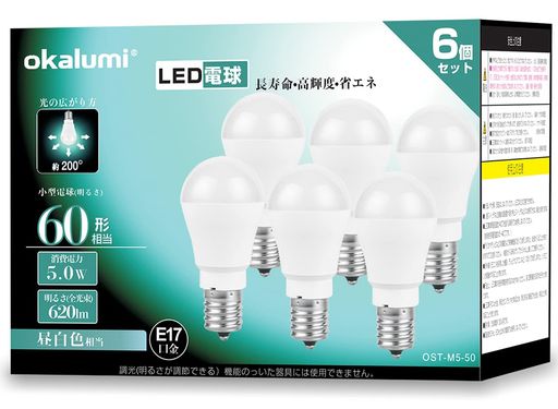 OKALUMI LEDŵ E17  60W 650LM ̩Ĵб ۸ ŵ奿 ߥ˥ץȥ󡦥ߥ˥...