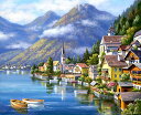 LEADINTOP ダイヤモンドアート セット 山と湖の風景 40X30CM モザイクアート 全面貼り付け ダイヤモンド塗装 ダイアモンドビーズ 人気 ビーズア...