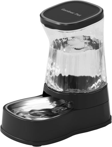 GardnerPet犬猫用自動給水器3.85L大容量【ステンレス製ボウル+交換不要フィルター】ペットウォーターデ..