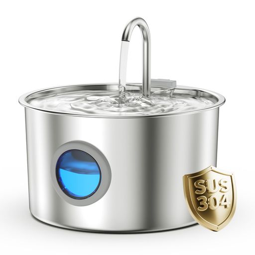 3.2L猫自動給水器304食品級ステンレス高級猫用水飲み器、自動ペット用水飲み器静かな猫用水飲み器分配..