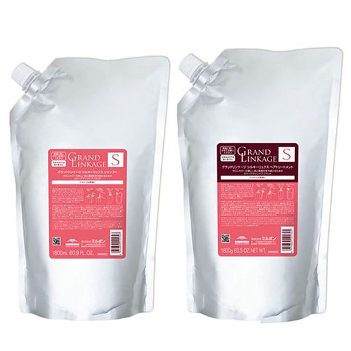【セット】ミルボンMILBONグランドリンケージシルキーリュクス1800サイズセット(シャンプー1800mL+トリートメント1800g)さらさら(軟毛向け)シャンプートリートメントセット