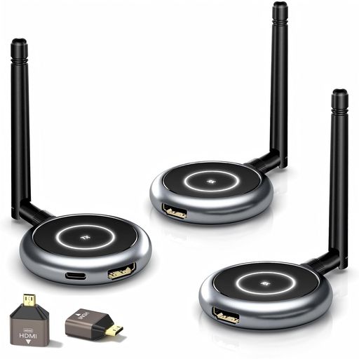 【アップグレード版!受信機8台まで増設可能、複数モニターに同じ映像を映す】AIMIBOワイヤレスHDMI送受信機はパソコンやレコーダーの映像・音声を離れた場所にある複数のディスプレイに同時出力して映すことができます。1台のディスプレイやプロジェクターなどのHDMI搭載映像機器に映像・音声を出力できるワイヤレスHDMIエクステンダーです。1つのPC画面を別の6つのモニター+1つのスマホ/タブレット端末(アプリが必要)に同期映像できます。ホームシアターの他にも、待合室、展示会、企業、教育現場、商業施設などで、コンテンツを複数のHDMIディスプレイに同時出力するようなシーンに効果的です。仕事やエンターテイメントにおいて複数の画面を同時に使用したい時に大変便利です。 【ご注意】このワイヤレスHDMIキットはASIN:B0GYNHRM5B受信機のみに対応します。 【HDMI ワイヤレス化】ワイヤレスHDMIはのデバイス間の無線接続を可能し、ケーブルの煩わしさを解消します。AIMIBO マルチキャスト機能搭載の HDMIワイヤレス送受信機セットは幅広い互換性を有しているため、多くのデバイスと組み合わせて使用できます。