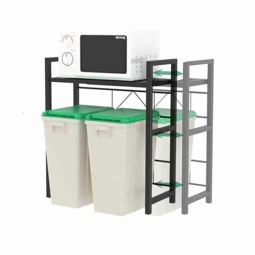 nulers電子レンジラックゴミ箱上伸縮式レンジボードキッチンラックレンジ台大型レンジ対応食器棚耐荷重30kg組み立て簡単軽量設計省スペーススリム錆び防止耐熱防水一人暮らし新生活北…