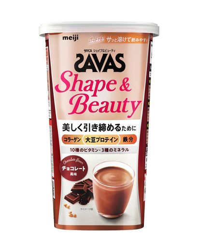 ソイプロテイン、10種のビタミン、3種のミネラルに加え、コラーゲンを配合した粉末プロテイン チョコレート風味