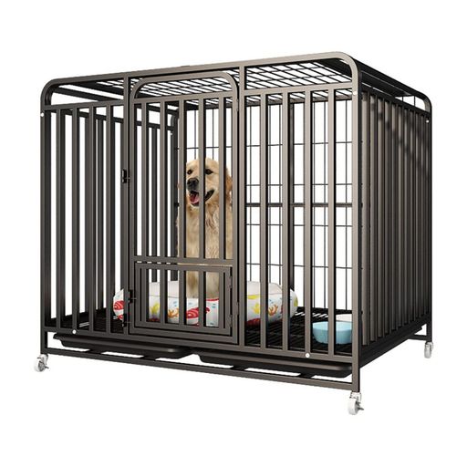 HPYWTJYペットケージカゴドッグクレート大型犬中型犬トイレノイズ防止4輪錆びにくい亜鉛メッキペットケージ鉄製犬檻犬小屋キャスター付き角パイプ錆防止組み立て折りたたみ式ペットサ…