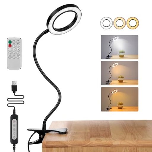 クリップライトライフクリップ型のLED調光ライト【リモコン付き】ledライトUSB給電式照明読書灯3色10階..