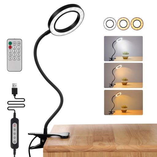 クリップライトライフクリップ型のLED調光ライト【リモコン付き】ledライトUSB給電式照明読書灯3色10階..