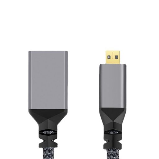 Hdmi Cable - FineGoodMicroHDMI延長ケーブル0.2M持ち運び便利MicroHDMItoHDMI変換アダプター4K60HzmicroHDMI(オス)右向き矢印HDMI(メス)対応ナイロン編みグレー