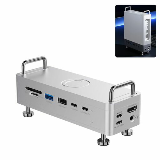 UlanziQT03MacminiM4/M4Pro専用USB-Cハブ&スタンド10-in-1ドッキングステーションUSB440Gbps高速転送M...