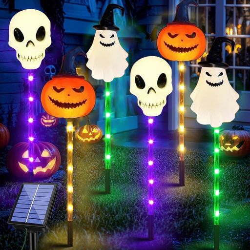 ハロウィン飾りガーデンライト6個入りカボチャガーデンライト幽霊ライトソーラー8つモード屋外防水自動点灯消灯省エネ照明飾りLEDライ..