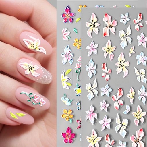 【2枚セット】優しく華やかなネイルアートステッカーPVC素材を使用した肌に優しいネイルステッカー(ネイルシール)2枚セット。安全で快適なネイルアートが楽しめます。ネイルアートシール好きの方にぴったり! 【超キュートなデザイン】エレガントな蝶モチーフ夏をイメージした繊細な3D蝶デザインのネイルシール。ネイルアートステッカーで簡単に上品な仕上がりに! 【5Dエンボス加工】立体感のある豪華な質感エンボスシール技術で花びらや葉の一枚一枚に立体感を再現。ネイルステッカのようなサロンクオリティを自宅で! 【自己粘着式】簡単貼り付けピンセットで貼るだけのネイルアートシール(ネイルアート用シール)。トップコートを塗ればさらに長持ち!初心者もプロも簡単に使えます。 【マルチ用途】ネイル以外にも使えるネイルステッカーとしてだけでなく、スマホケースやノートPCのデコレーション、DIYクラフトにも