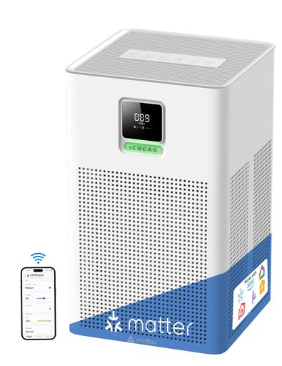 空気清浄機小型【花粉対策&省エネ設計】24~40畳対応xCREAS革新版H13HEPAフィルター360°強力循環浄化Matter対応&ECOモード搭載AI風速自動調整23dB静音ペット消臭集じんPM2.5ウイルス