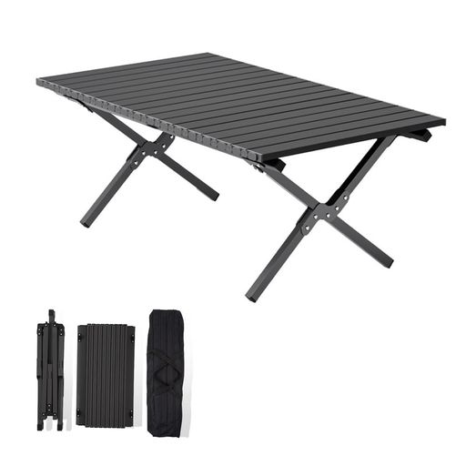 HEEOREVキャンプテーブルアウトドア折りたたみテーブルロールテーブル耐荷重50kg(サイズ:90x60x45cm)自動運転ツアーピクニック高耐久組立簡単軽量持ち運び便利防災アウトドアキャンプ釣りピ…