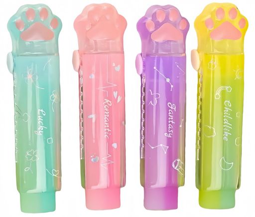 ぷにぷに肉球消しゴム 伸縮式4色グラデーションセット よく消える パステルカラー 小学生から大人までおすすめ 学校でもオフィスでも大活躍 文房具 raspberrymarket-10237611 Raspberry Market パッケージ画像