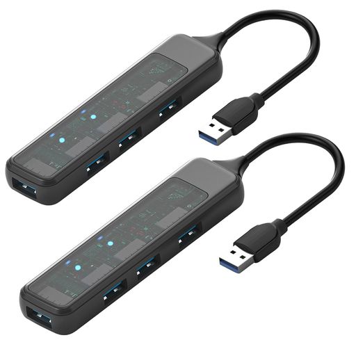 4ポートスリムUSBスプリッター(2個パック)、マウス、キーボード、USBフラッシュドライブ用のマルチポートUSBエクステンダーハブ、ラップトップ、デスクトップコンピューターなどと互換…(2.0)