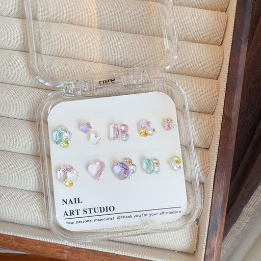 BIBIIネイルパーツカラーラインストーンクリスタルネイルジェムセットキラキラネイルストーンネイルデ..