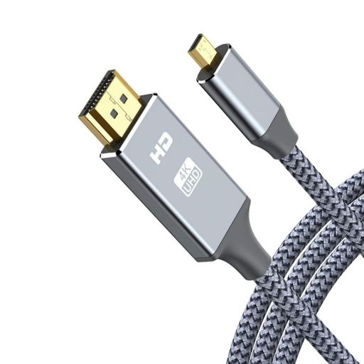 Rakuten - MicroHDMItoHDMIケーブルナイロン編み保護(HDMIマイクロタイプDオス-HDMIタイプAオス)3D/4K@60HzハイスピードマイクロHDMIデジカメ/アクションカメラなどに対応1M