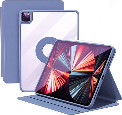 縦置きiPadAir11インチ(M32025/M22024)ケースiPadAir第5/4世代/Pro11第4/3/2/1世代磁気吸着透明取り外し可能なマグネットカバー回転分離式クリア軽量オートスリープ/ウェイク対応